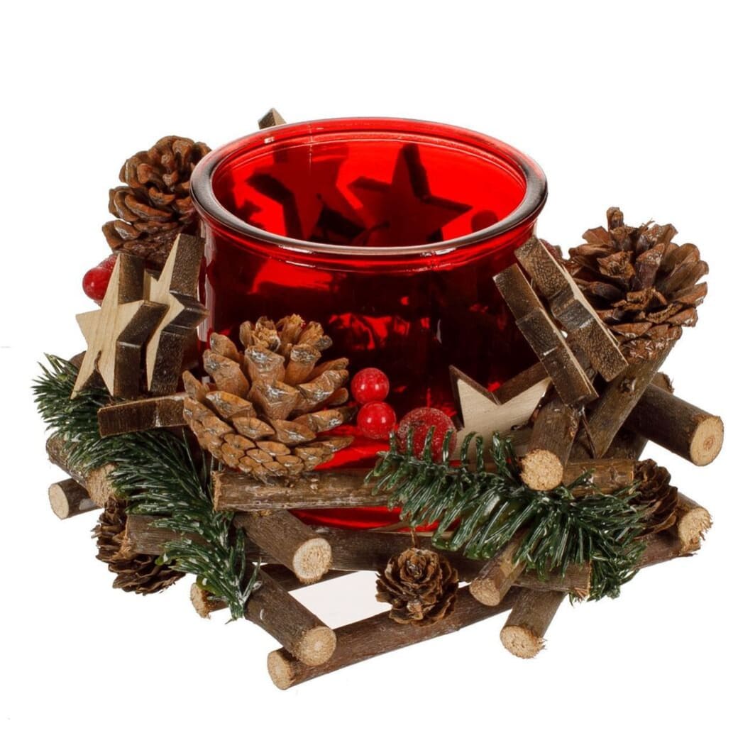 suport lumanare craciun coronita conuri principala