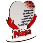 Baza Flori, Inima, Lemn, 13x14cm, BFM03 - imagine 2