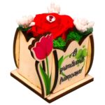 Martisor in Cutie, Trandafir de Sapun, 8x7 cm, Rosu, CMUV038 - imagine 2