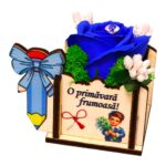 Martisor in Cutie, Trandafir de Sapun, 8x6 cm, Albastru, CMUV047