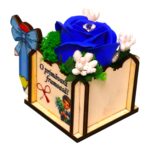 Martisor in Cutie, Trandafir de Sapun, 8x6 cm, Albastru, CMUV047 - imagine 3