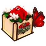 Martisor in Cutie, Trandafir de Sapun, 10x7 cm, Rosu, CMUV041 - imagine 2