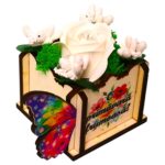 Martisor in Cutie, Trandafir de Sapun, 9x6 cm, Alb, CMUV045 - imagine 2