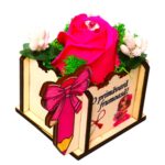 Martisor in Cutie, Trandafir de Sapun, 8x6 cm, Roz, CMUV048 - imagine 2