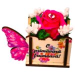 Martisor in Cutie, Trandafir de Sapun, 9x6 cm, Roz, CMUV046