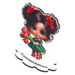Decoratiune Cadou - Baza Flori, Fetita, Lemn, 10x8cm, BDF02 - imagine 3