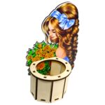 Cutii Aranjamente Florale, Martie, Cos, Lemn, 21x15cm, CAUV091 - imagine 2