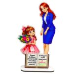 Decoratiune Cadou - Baza Flori, Invatatoare, Lemn, 20x11 cm, BDF07