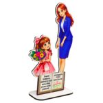 Decoratiune Cadou - Baza Flori, Invatatoare, Lemn, 20x11 cm, BDF07 - imagine 2