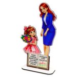 Decoratiune Cadou - Baza Flori, Invatatoare, Lemn, 20x11 cm, BDF07 - imagine 3