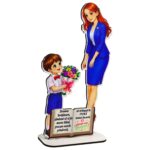 Decoratiune Cadou - Baza Flori, Invatatoare, Lemn, 20x11 cm, BDF10 - imagine 2