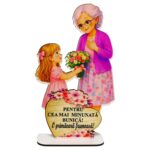 Decoratiune Cadou – Baza Flori, Bunica, Lemn, 20×12 cm, BDF11