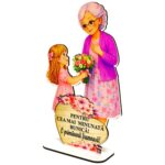 Decoratiune Cadou – Baza Flori, Bunica, Lemn, 20×12 cm, BDF11 - imagine 4