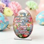 Decoratiune Cadou - Paste, Lemn, Educatoare, 15cm, DCPUV017 - imagine 2