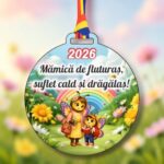 Medalie Gradinita, Grupa Fluturasilor, Lemn, Multicolor, 6x6,5cm, MDUV023 - imagine 4