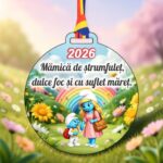 Medalie Gradinita, Grupa Strumfilor, Lemn, Multicolor, 6x6,5cm, MDUV028 - imagine 4