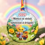 Medalie Gradinita, Grupa Stelutelor, Lemn, Multicolor, 6x6,5cm, MDUV035 - imagine 4