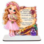 Decoratiune Absolvire, Personalizata, Tip Diploma, Lemn, 16x17cm, CABS013