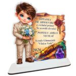 Decoratiune Absolvire, Personalizata, Tip Diploma, Lemn, 16x14,5cm, CABS014 - imagine 4