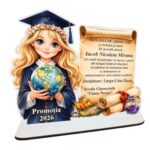 Decoratiune Absolvire, Personalizata, Tip Diploma, Lemn, 15x18cm, CABS017 - imagine 4