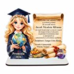 Decoratiune Absolvire, Personalizata, Tip Diploma, Lemn, 15x18cm, CABS017