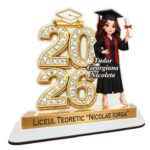 Decoratiune Absolvire, Personalizata, Tip Diploma, Lemn, 16x15,5cm, CABS020 - imagine 4
