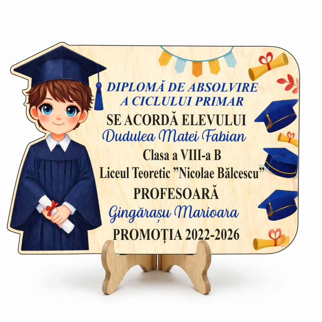 CABS026. Decoratiune Absolvire, Tip Diploma, Lemn, 20x14cm, CABS026 - imagine 1