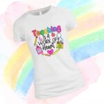 Tricou Educatoare, Teacher, Bumbac, Alb, TRPR001 - imagine 3