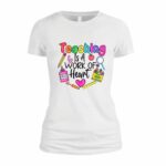 Tricou Educatoare, Teacher, Bumbac, Alb, TRPR001