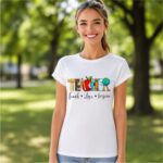 Tricou Educatoare, Teacher, Bumbac, Alb, TRPR003 - imagine 2