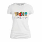 Tricou Educatoare, Teacher, Bumbac, Alb, TRPR003