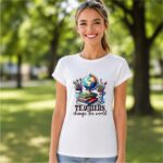 Tricou Educatoare, Teacher, Bumbac, Alb, TRPR004 - imagine 2