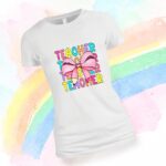 Tricou Educatoare, Teacher, Bumbac, Alb, TRPR007 - imagine 3