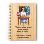 Set Agenda personalizata cu pix, Educatoare, A5, Bambus, AGST009