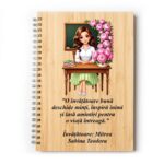 Set Agenda personalizata cu pix, Invatatoare, A5, Bambus, AGST010