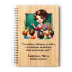 Set Agenda personalizata cu pix, Invatatoare, A5, Bambus, AGST011