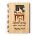 Set Agenda personalizata cu pix, Educatoare, A5, Bambus, AGST012