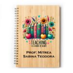 Set Agenda personalizata cu pix, Profesor, A5, Bambus, AGST014