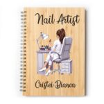 Set Agenda personalizata cu pix, Nail Artist, A5, Bambus, AGST015