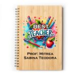 Set Agenda personalizata cu pix, Profesor, A5, Bambus, AGST016