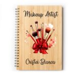 Set Agenda personalizata cu pix, Makeup Artist, A5, Bambus, AGST017