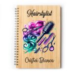 Set Agenda personalizata cu pix, Hairstylist, A5, Bambus, AGST018