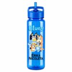 Sticla Apa Copii, Personalizata, Cu Pai, Bluey, Albastru, 750ml, BPS002