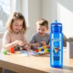 Sticla Apa Copii, Personalizata, Cu Pai, Tralalero Tralalla, Albastru, 750ml, BPS004 - imagine 2