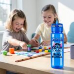 Sticla Apa Copii, Personalizata, Cu Pai, Stitch, Albastru, 750ml, BPS005 - imagine 2