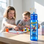Sticla Apa Copii, Personalizata, Cu Pai, Spiderman, Albastru, 750ml, BPS007 - imagine 2