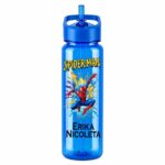 Sticla Apa Copii, Personalizata, Cu Pai, Spiderman, Albastru, 750ml, BPS007