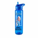 Sticla Apa Copii, Personalizata, Cu Pai, Elsa, Frozen, Albastru, 750ml, BPS008 - imagine 3