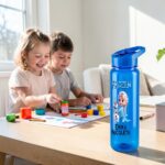 Sticla Apa Copii, Personalizata, Cu Pai, Elsa, Frozen, Albastru, 750ml, BPS008 - imagine 4