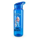 Sticla Apa Copii, Personalizata, Cu Pai, Elsa, Frozen, Albastru, 750ml, BPS008 - imagine 2